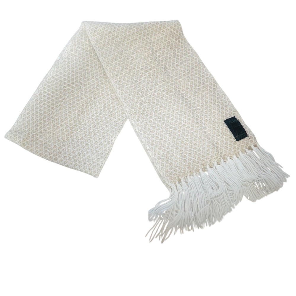 Cuno Alpaca Scarf Cream Diamond Pattern Fringe